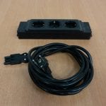 3-Way black socket+cable, ST3388