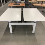 Drentea - Adjustable white duo-desk with button - 160x80xH62-82 cm, ST5258