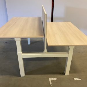 Koning&Neurath - Adjustable duo-desk with screw, cable management and divider - 160x80xH62-86 cm, ST6959