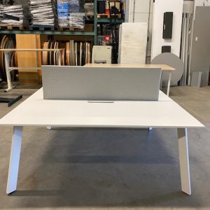 Duo-desk with divider and cable management - 180x165xH74 cm, ST8308