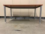 Adjustable desk by foot rotation and with cable management – 140x80xH68-78 cm, ST0927 - Image 9