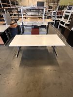 Adjustable desk with crank, power socket and cable management – 180x80xH64-92 cm, ST02488