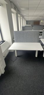 Adjustable electric sit-stand duo-desk with cable management and divider – 140x80xH65-130 cm, ST03513