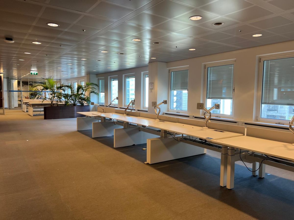 Ahrend - Adjustable duo-desk with crank, cable management, socket, monitor arm and divider - 160x80xH62-84 cm, ST04073 - Image 2