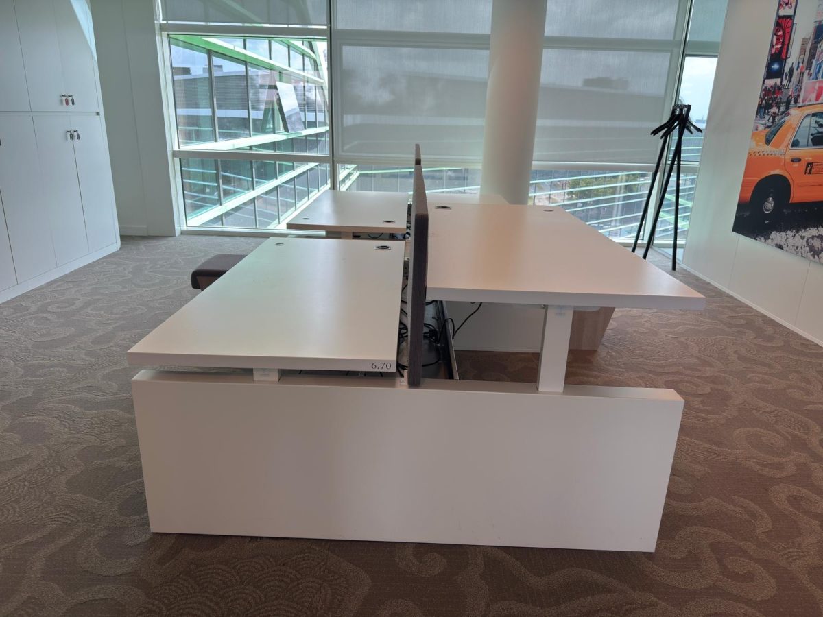 Vepa - Adjustable electric sit-sit duo-desk with cable management, socket, divider - 180x80xH64-89 cm, ST04156 - Image 3