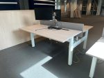 Ahrend - Adjustable Duo desk with crank with monitor arm, acoustic panel and socket - 160x80xH62-84 cm, ST04095 ( without monitor)