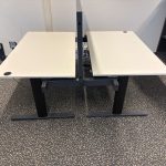 Drentea - Electric sit-stand duo-desk with cable management and divider – 140x80xH62-128 cm, ST04426