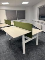 Drentea – Adjustable duo-desk with crank, cable management, power socket and divider ( green ) – 160x80xH65-89 cm, ST04438 - Image 2