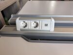 Electric sit-stand duo desk with with socket - 165-157.5 x 180.5 - 74.5 x H 66-132 cm, ST04855 - Image 6
