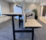 Electric sit-stand duo desk with cable managemen, socket and monitor arm 160x80xH64.5-130 cm, ST04876