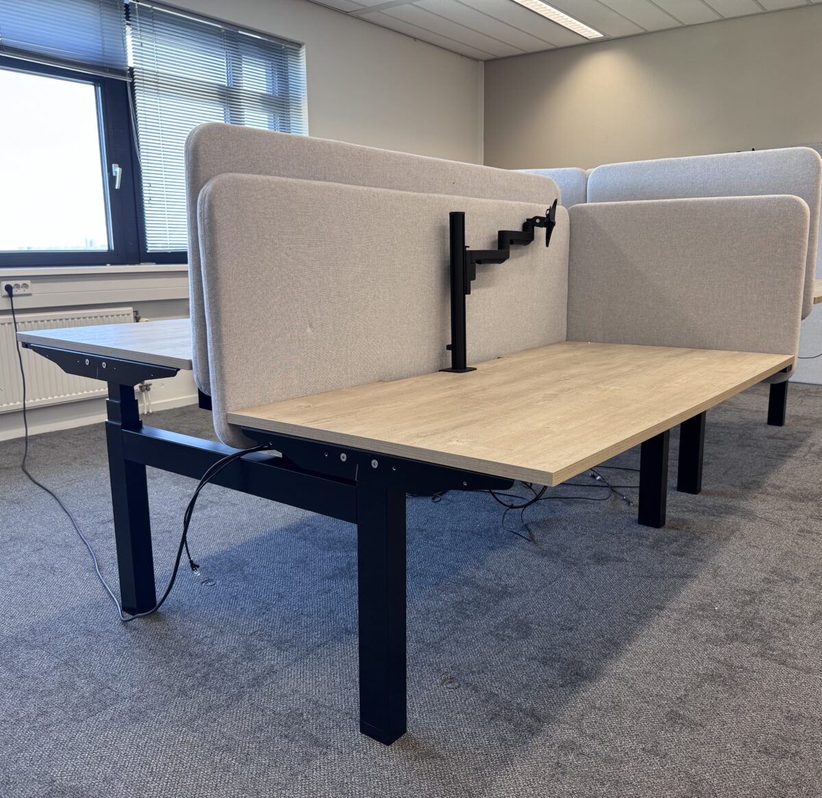 Electric sit-stand duo desk with cable managemen, socket and monitor arm 160x80xH64.5-130 cm, ST04876 - Image 14